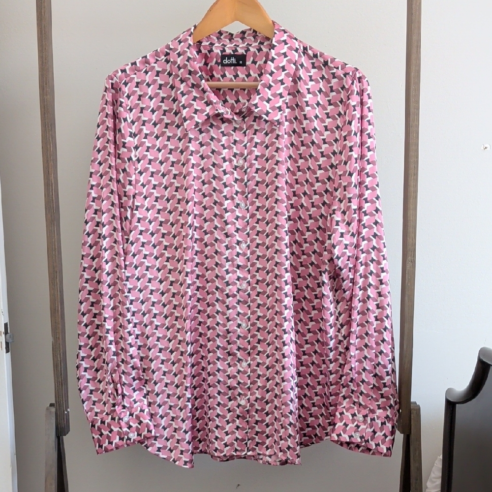 Dotti Pink and Black Patterned Blouse